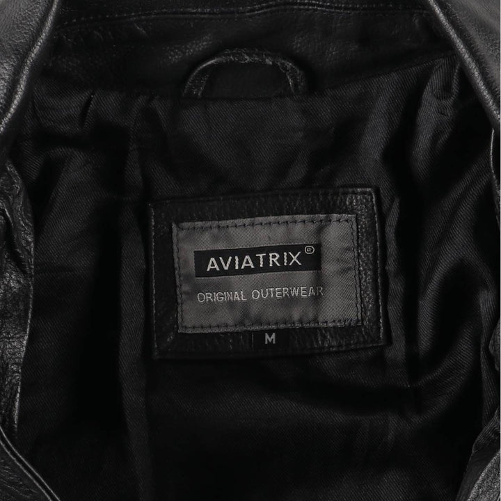 AVIATRIX Tiger Pattern Leather Blouson, Men's Size M genuine leather black type Vintage Second Hand
