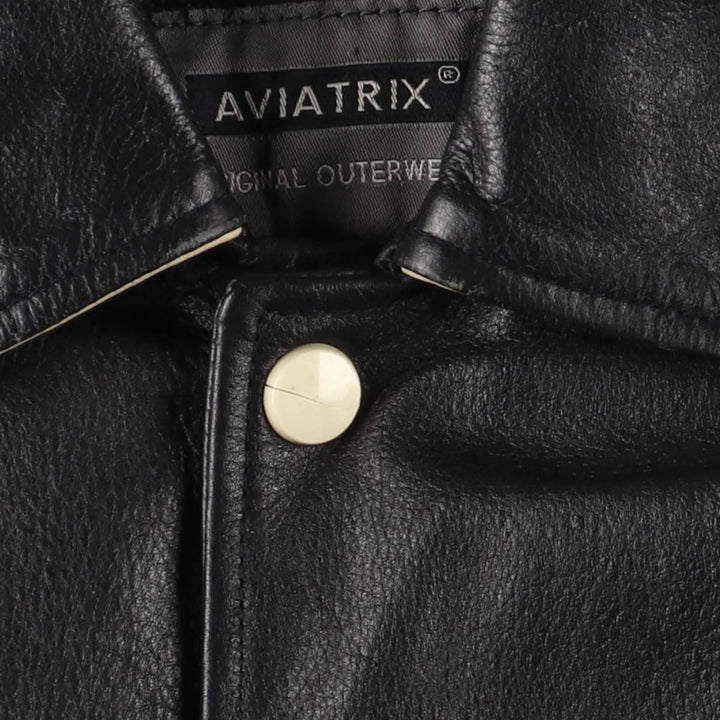 AVIATRIX Tiger Pattern Leather Blouson, Men's Size M genuine leather black type Vintage Second Hand