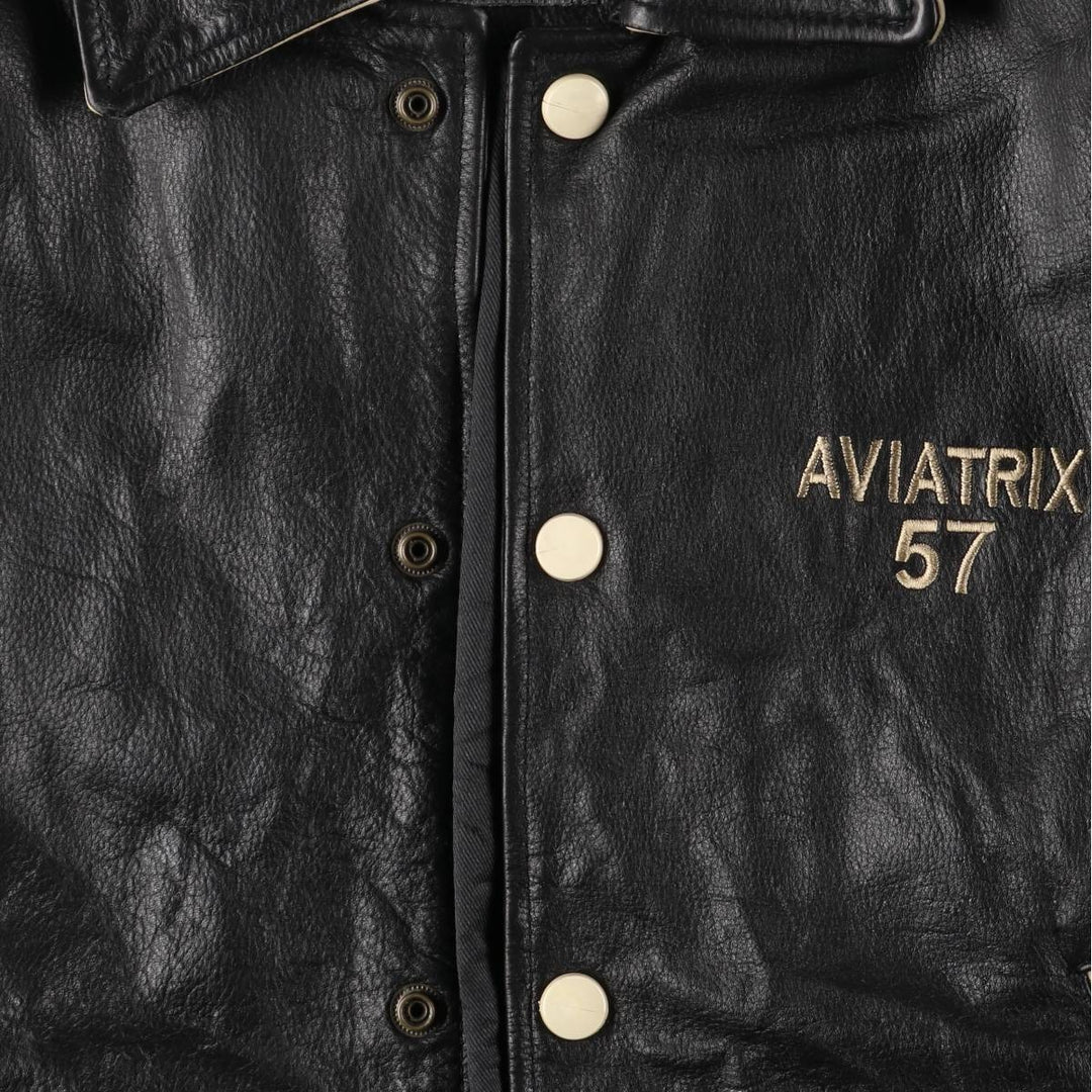 AVIATRIX Tiger Pattern Leather Blouson, Men's Size M genuine leather black type Vintage Second Hand
