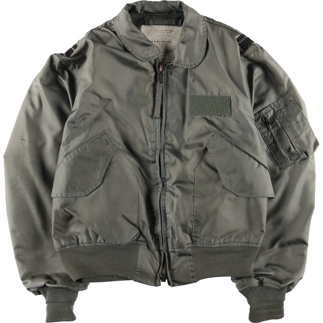 1980'S US Military CWU-36 Flight Jacket, Made in USA, Men's Size L, Vintage polyamide Khaki type Vintage Second Hand