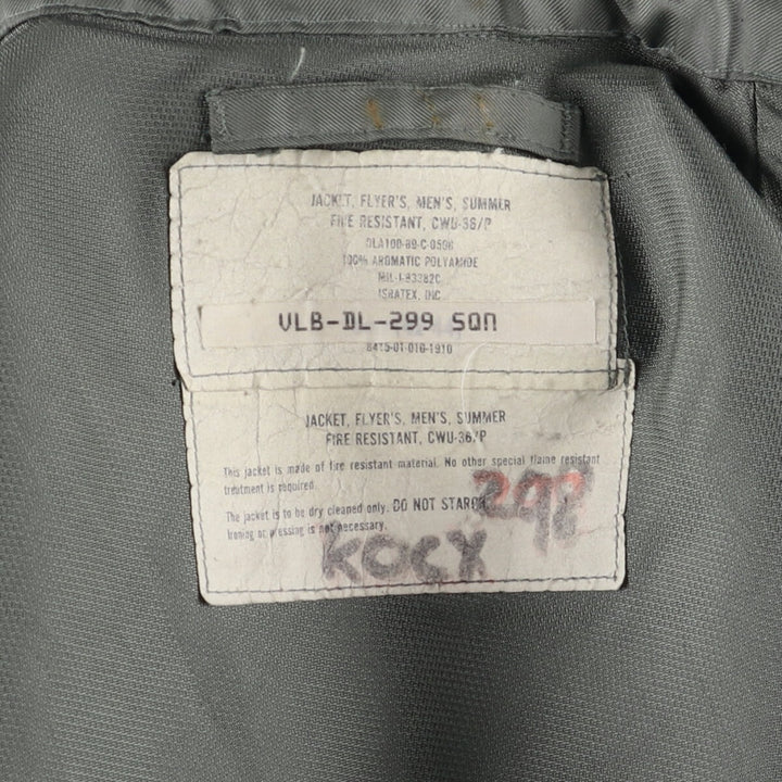 1980'S US Military CWU-36 Flight Jacket, Made in USA, Men's Size L, Vintage polyamide Khaki type Vintage Second Hand