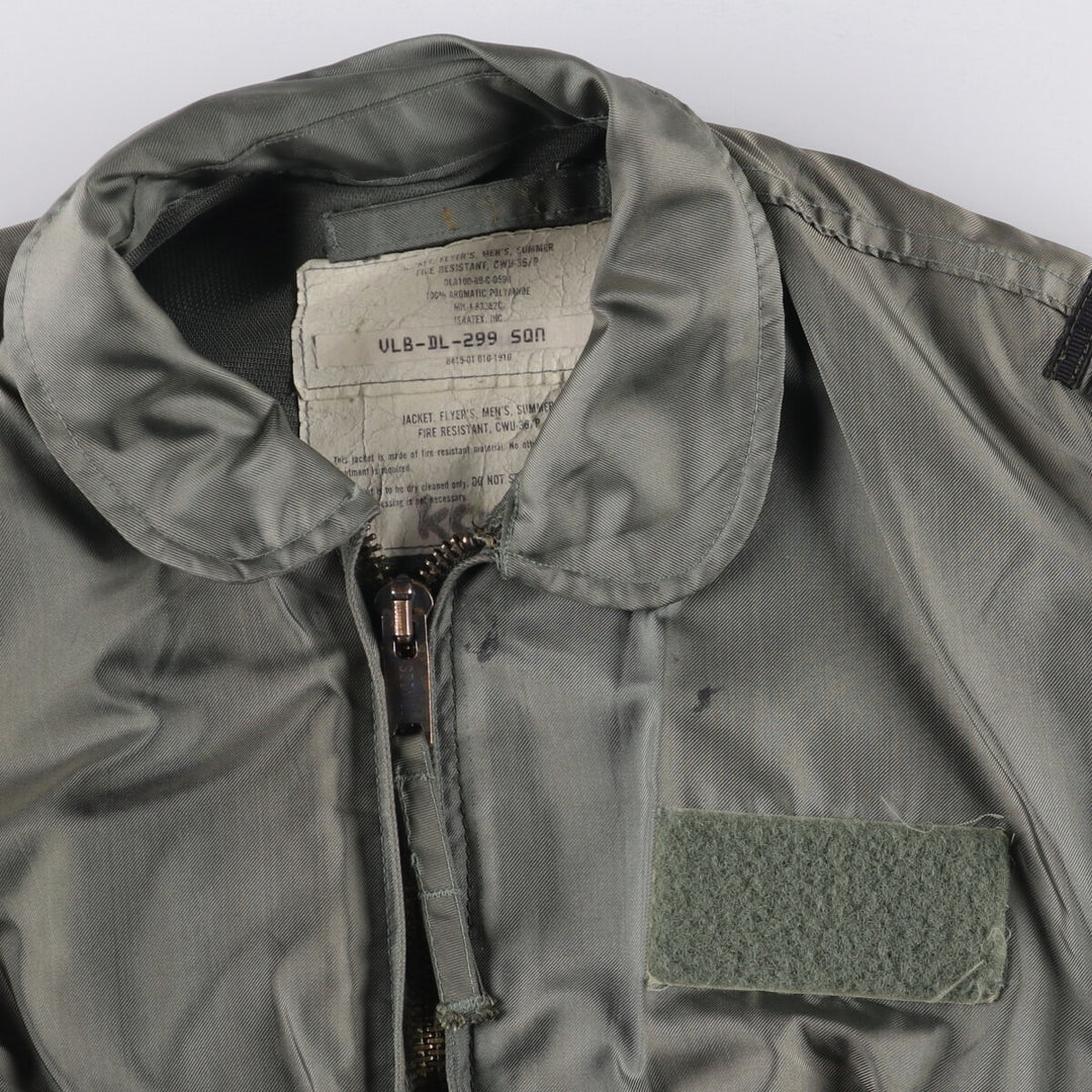 1980'S US Military CWU-36 Flight Jacket, Made in USA, Men's Size L, Vintage polyamide Khaki type Vintage Second Hand