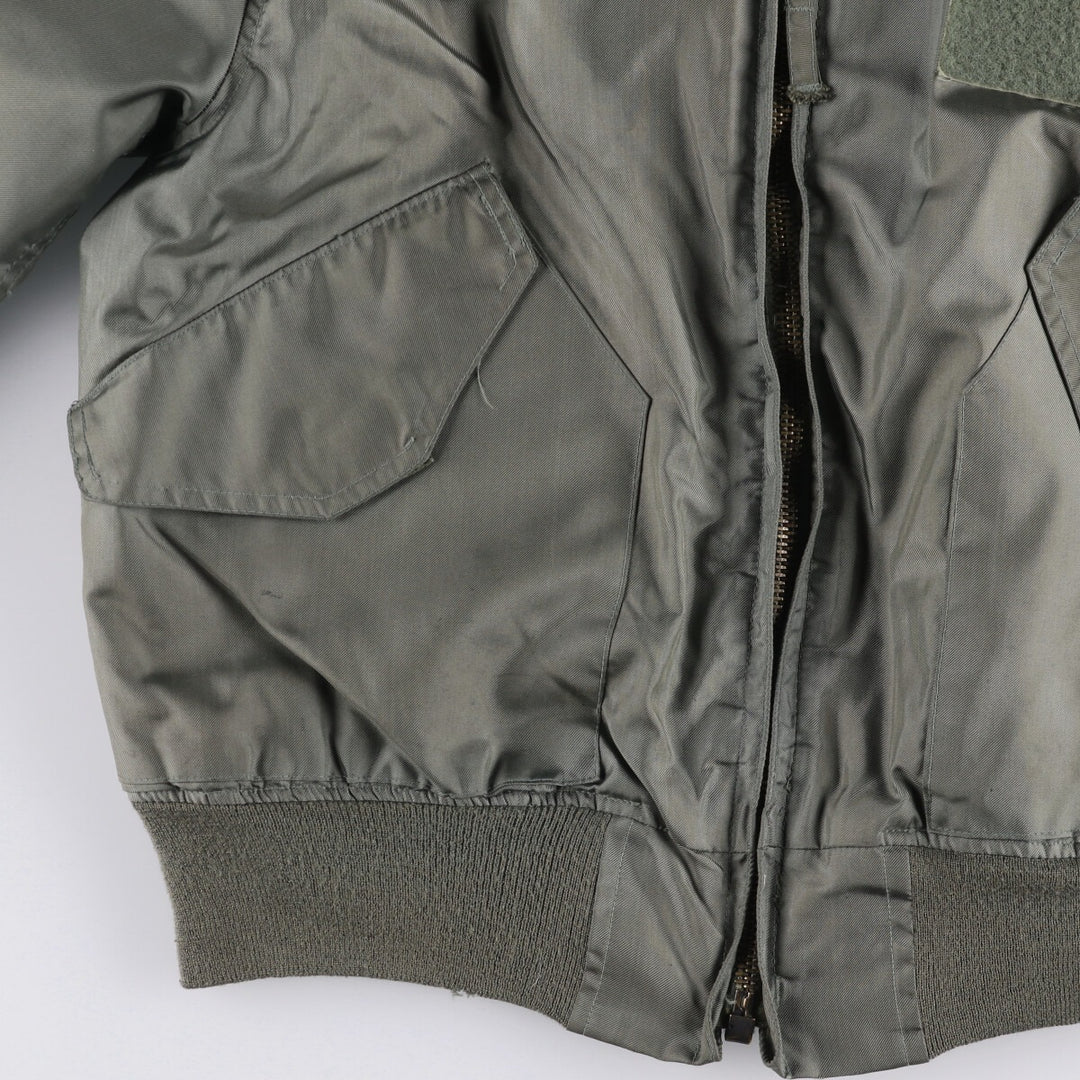 1980'S US Military CWU-36 Flight Jacket, Made in USA, Men's Size L, Vintage polyamide Khaki type Vintage Second Hand