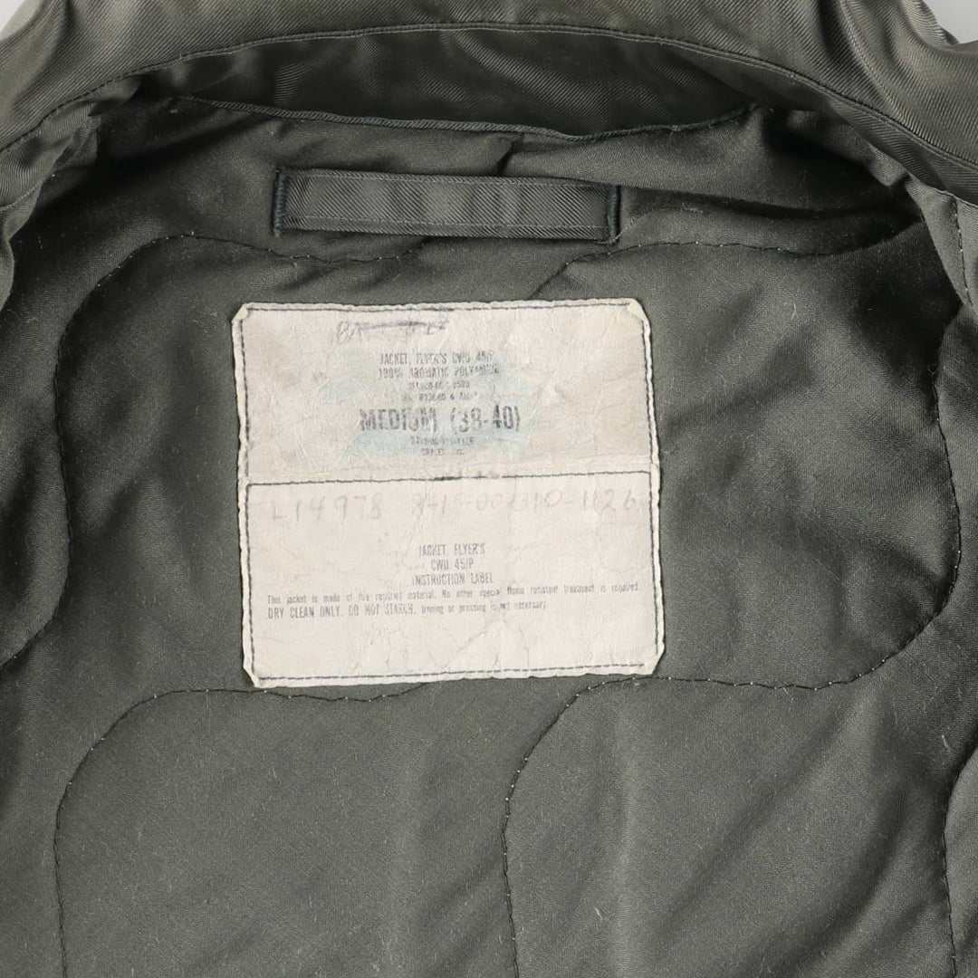 80's US military actual product CWU-45 Aromatic polyamide Khaki type Vintage Second Hand