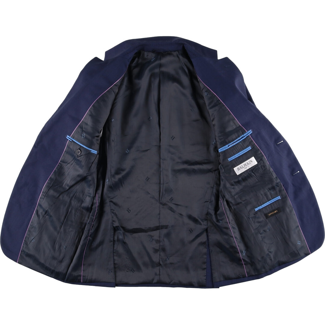Balmain Paris wool tailored jacket, size M wool navy blue type Vintage Second Hand