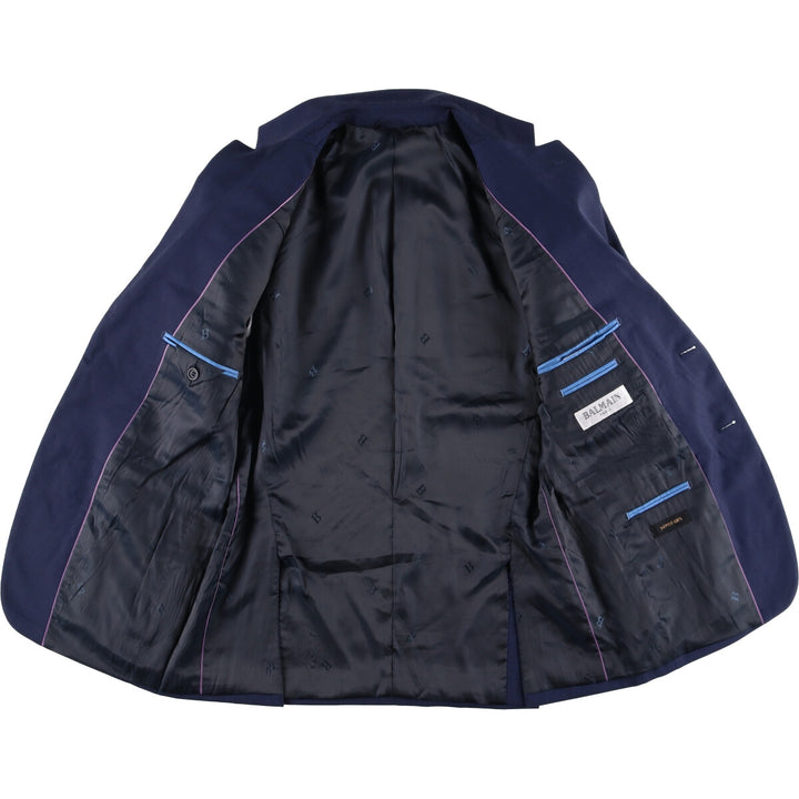 Balmain Paris wool tailored jacket, size M wool navy blue type Vintage Second Hand