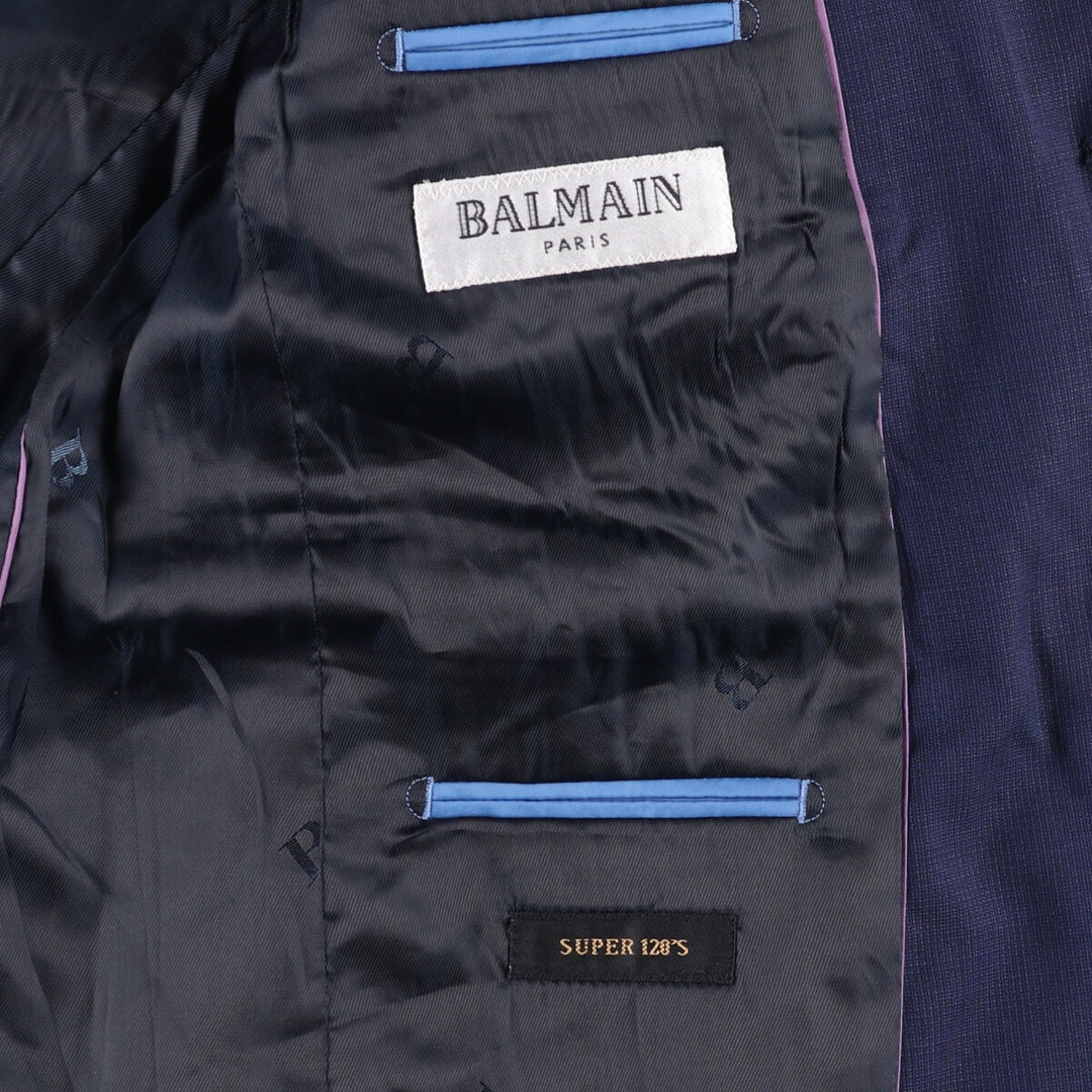 Balmain Paris wool tailored jacket, size M wool navy blue type Vintage Second Hand