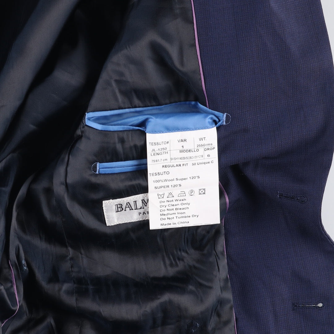 Balmain Paris wool tailored jacket, size M wool navy blue type Vintage Second Hand