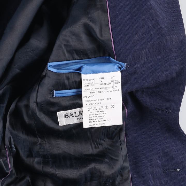 Balmain Paris wool tailored jacket, size M wool navy blue type Vintage Second Hand