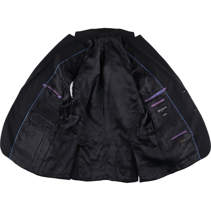 Balmain Slim Fit Super 120'S Wool Tailored Jacket, Men's Size L wool black type Vintage Second Hand