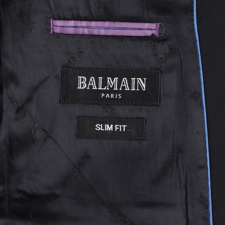 Balmain Slim Fit Super 120'S Wool Tailored Jacket, Men's Size L wool black type Vintage Second Hand
