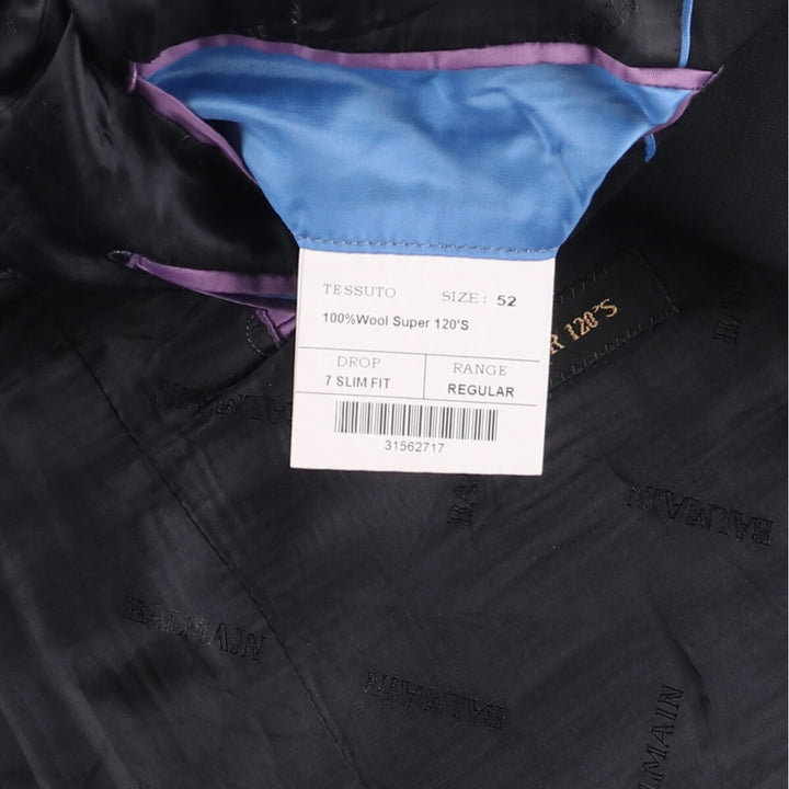 Balmain Slim Fit Super 120'S Wool Tailored Jacket, Men's Size L wool black type Vintage Second Hand