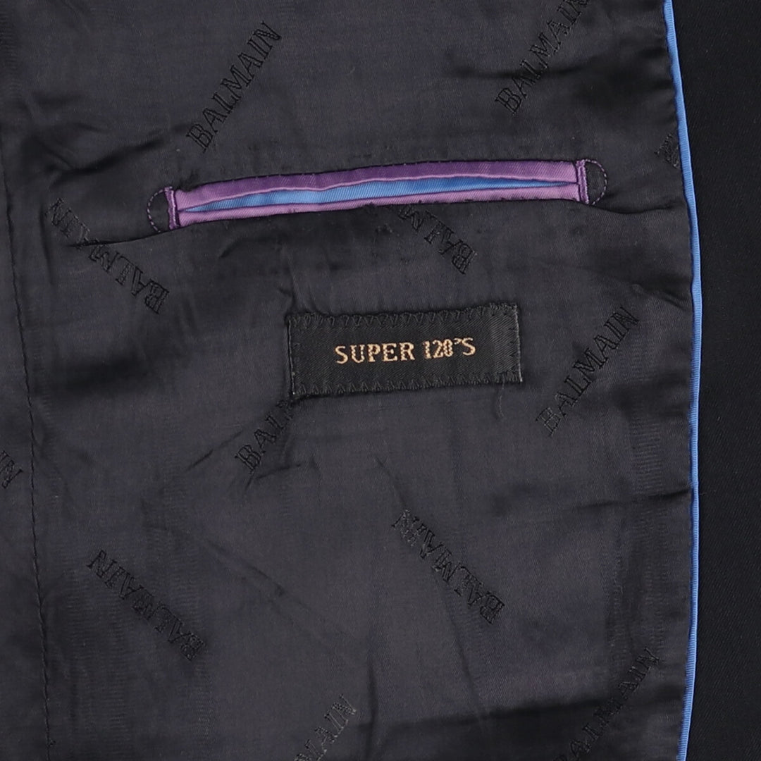 Balmain Slim Fit Super 120'S Wool Tailored Jacket, Men's Size L wool black type Vintage Second Hand
