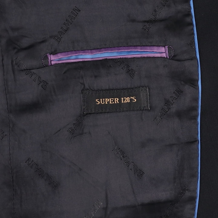 Balmain Slim Fit Super 120'S Wool Tailored Jacket, Men's Size L wool black type Vintage Second Hand