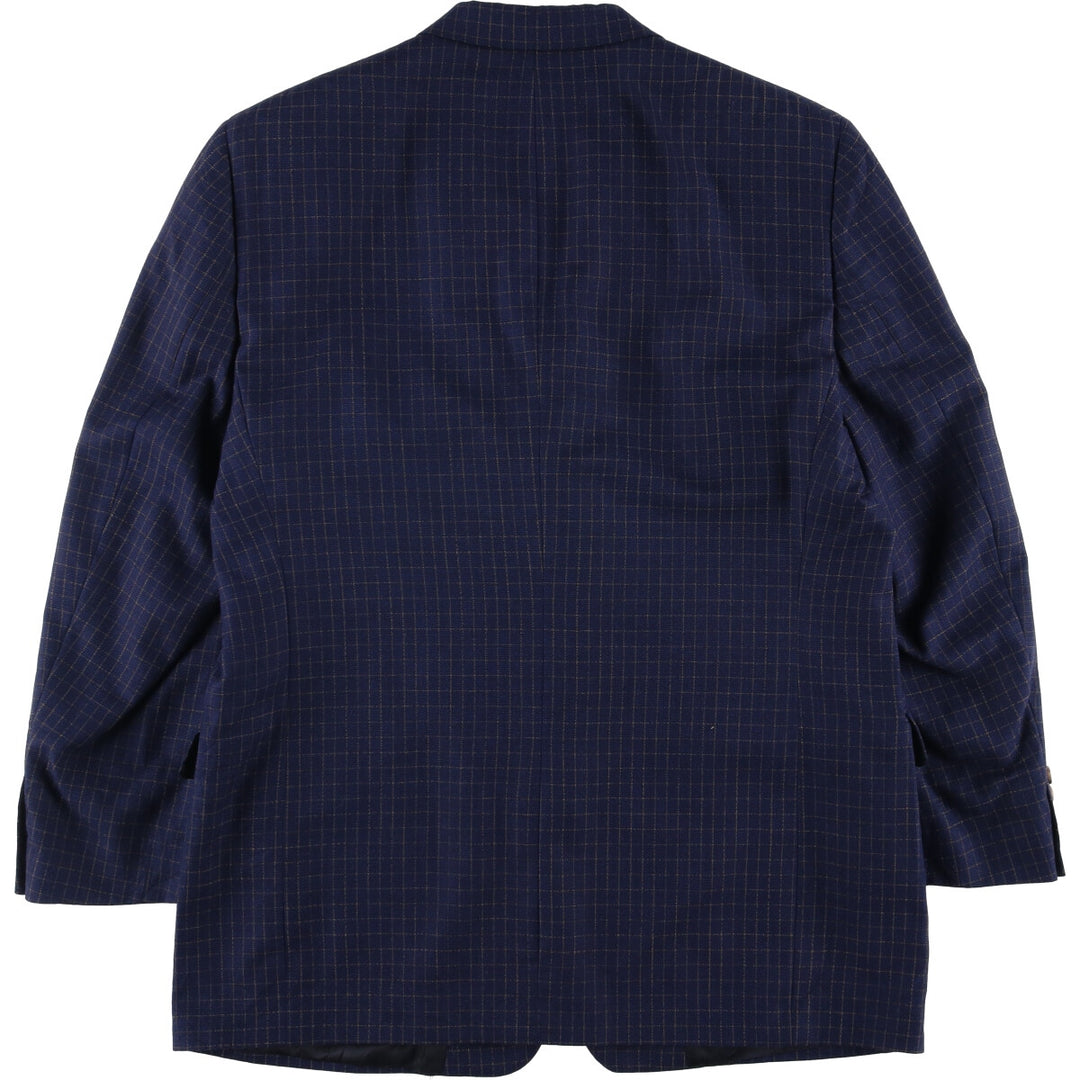 Burberry's Check Pattern Wool Tailored Jacket, Made in USA, Men's Size XL unclear navy blue type Vintage Second Hand