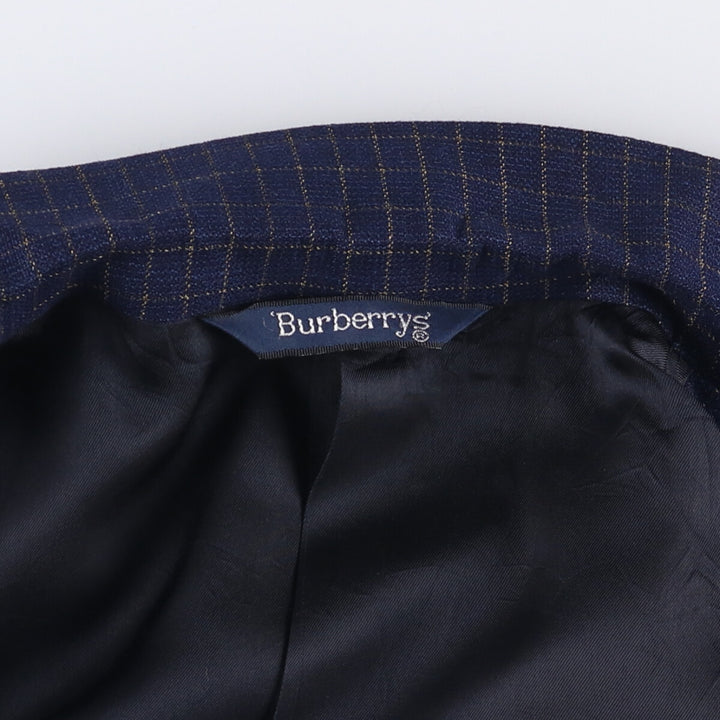 Burberry's Check Pattern Wool Tailored Jacket, Made in USA, Men's Size XL unclear navy blue type Vintage Second Hand