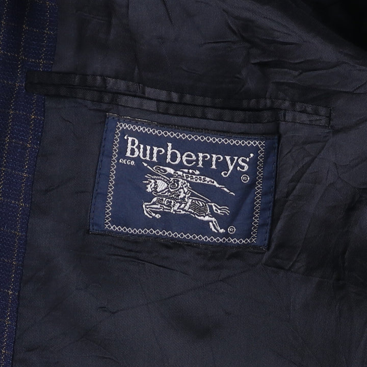 Burberry's Check Pattern Wool Tailored Jacket, Made in USA, Men's Size XL unclear navy blue type Vintage Second Hand