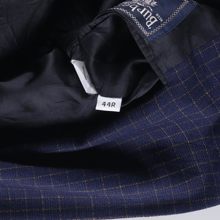 Burberry's Check Pattern Wool Tailored Jacket, Made in USA, Men's Size XL unclear navy blue type Vintage Second Hand