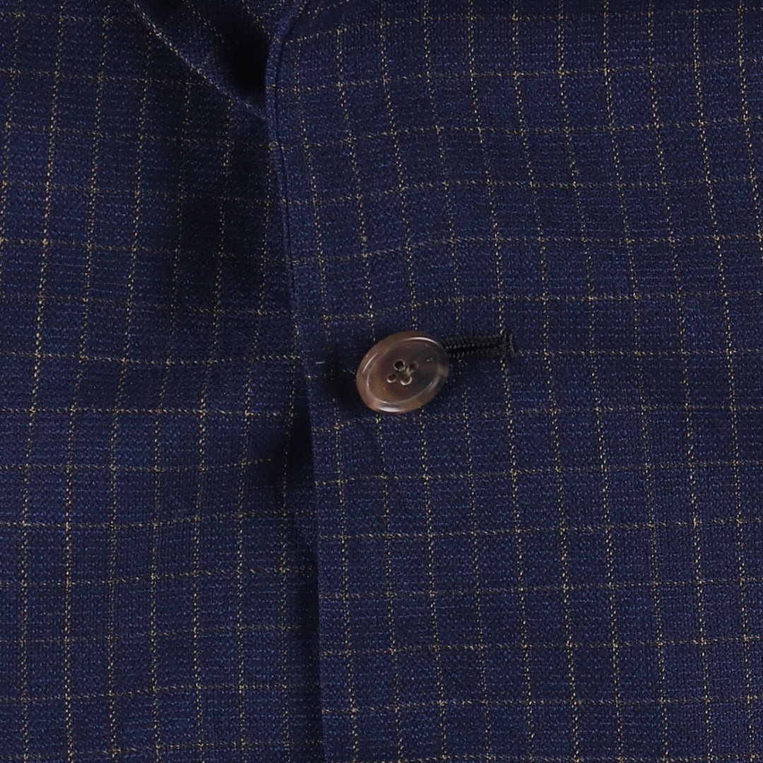 Burberry's Check Pattern Wool Tailored Jacket, Made in USA, Men's Size XL unclear navy blue type Vintage Second Hand