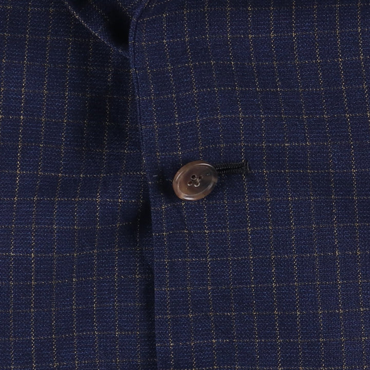 Burberry's Check Pattern Wool Tailored Jacket, Made in USA, Men's Size XL unclear navy blue type Vintage Second Hand