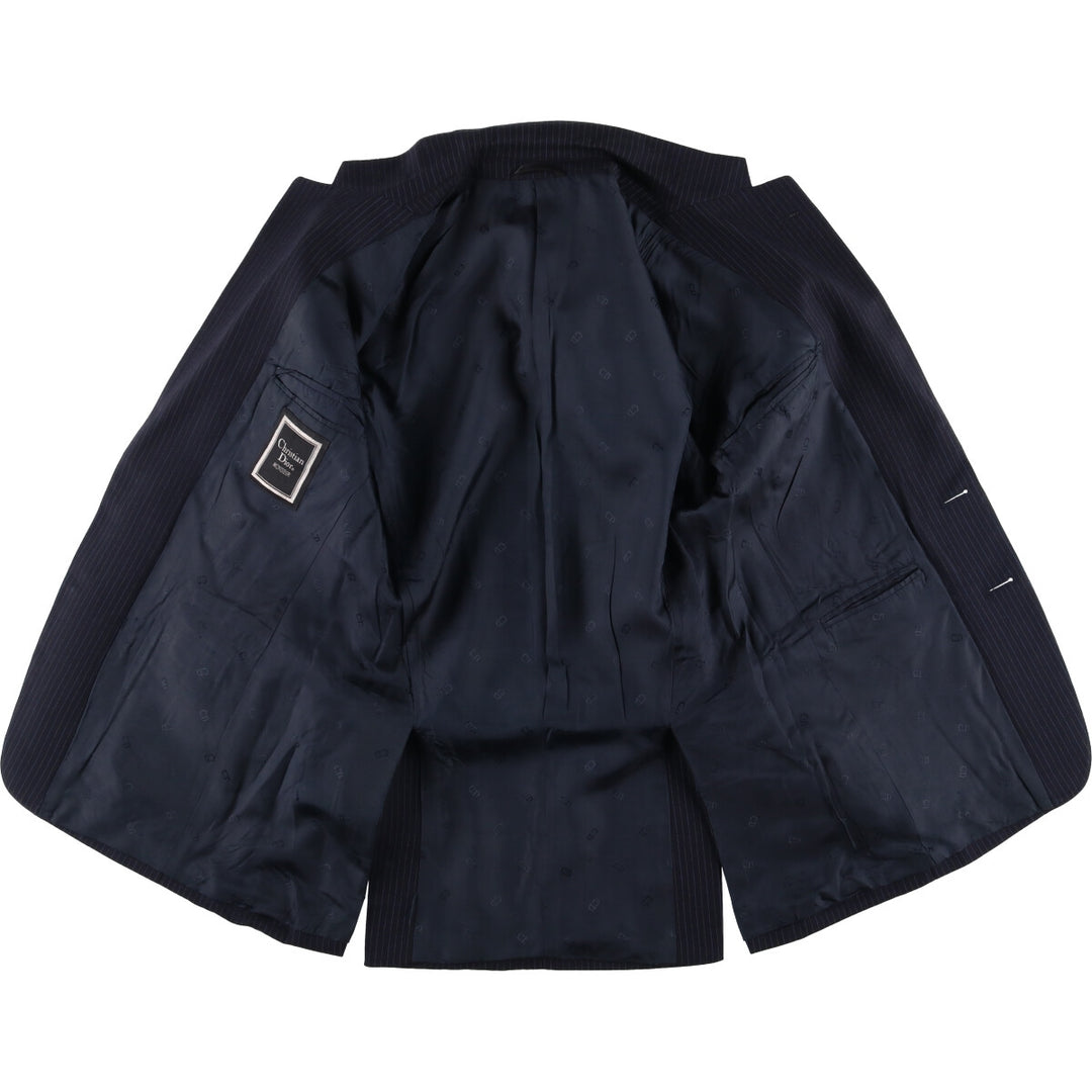 Christian Dior MONSIEUR Striped Wool Tailored Jacket, Made in England, Men's Size Small wool navy blue type Vintage Second Hand