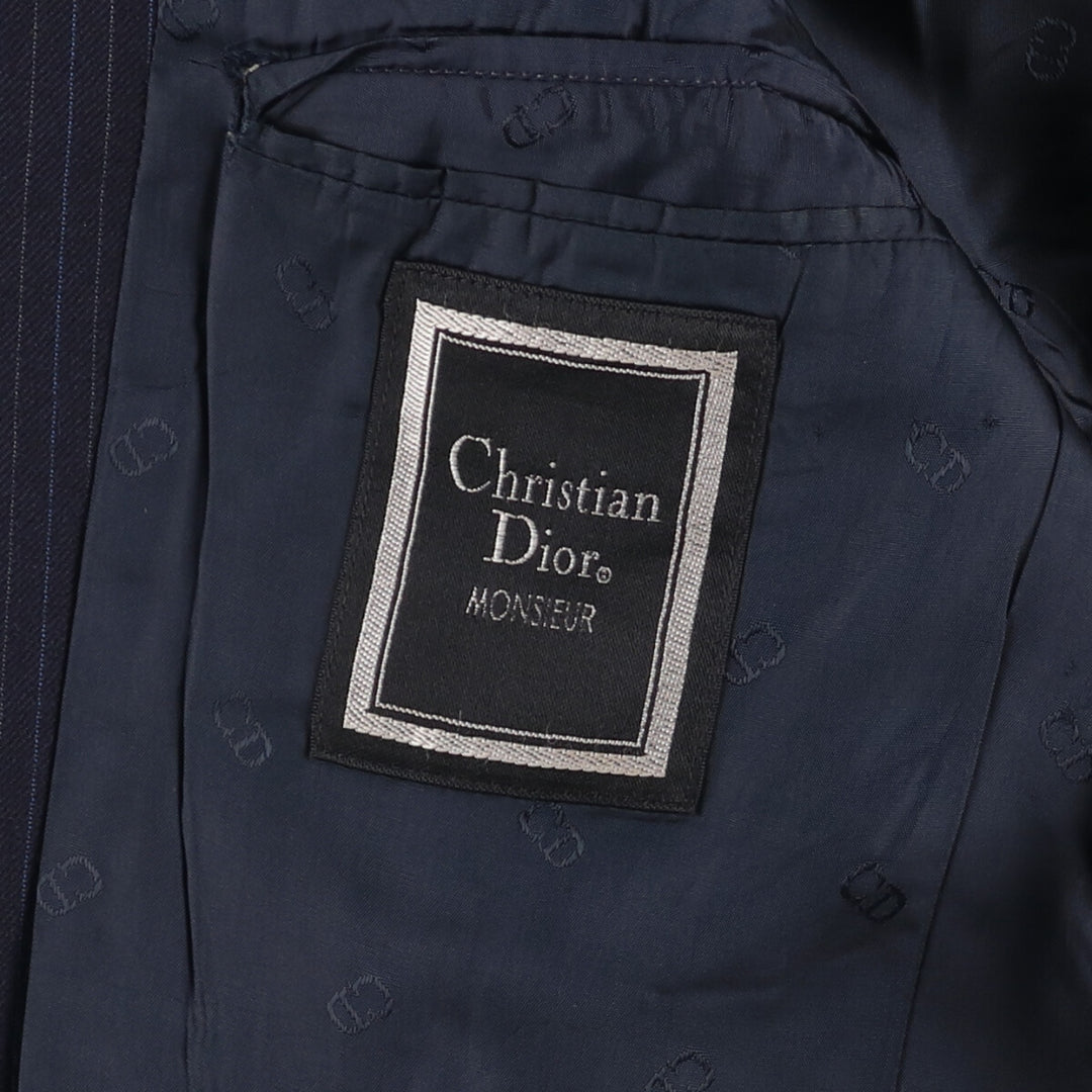 Christian Dior MONSIEUR Striped Wool Tailored Jacket, Made in England, Men's Size Small wool navy blue type Vintage Second Hand