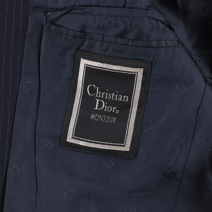 Christian Dior MONSIEUR Striped Wool Tailored Jacket, Made in England, Men's Size Small wool navy blue type Vintage Second Hand