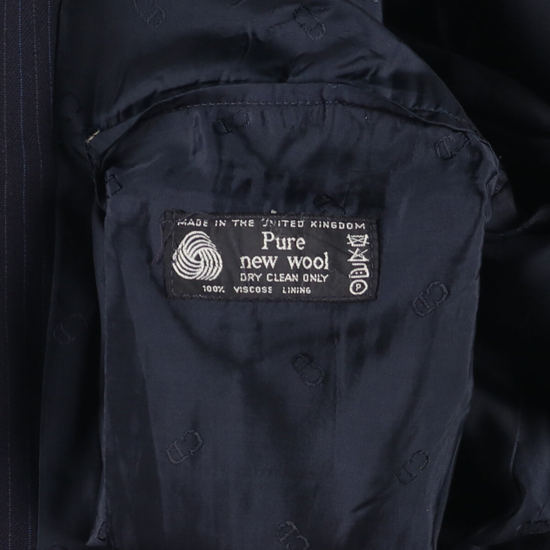 Christian Dior MONSIEUR Striped Wool Tailored Jacket, Made in England, Men's Size Small wool navy blue type Vintage Second Hand