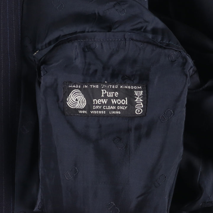 Christian Dior MONSIEUR Striped Wool Tailored Jacket, Made in England, Men's Size Small wool navy blue type Vintage Second Hand