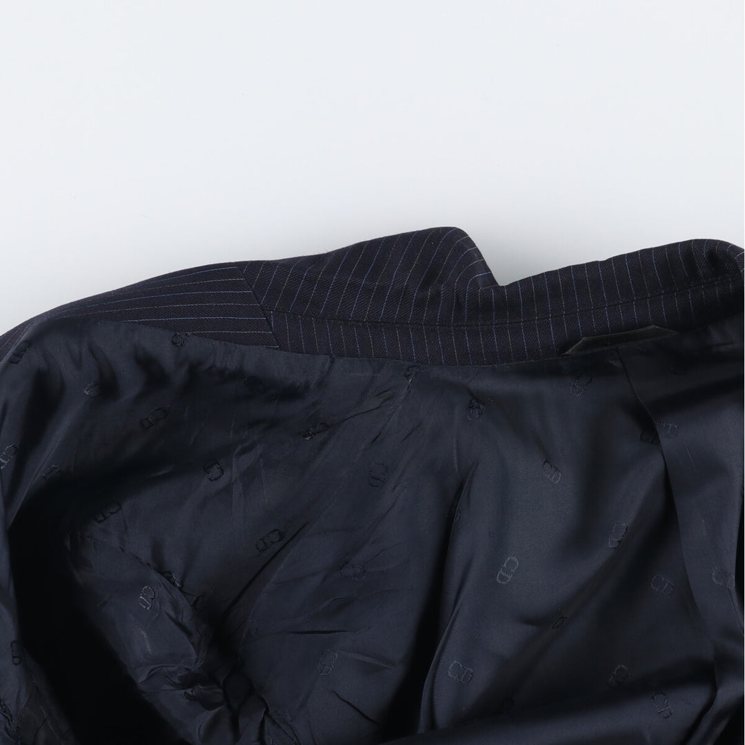 Christian Dior MONSIEUR Striped Wool Tailored Jacket, Made in England, Men's Size Small wool navy blue type Vintage Second Hand