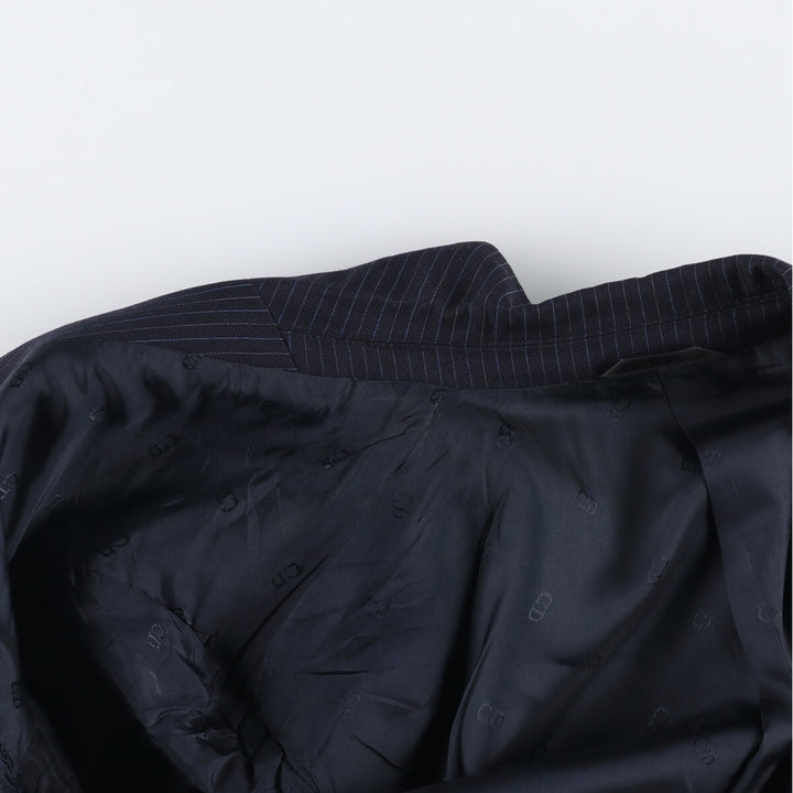 Christian Dior MONSIEUR Striped Wool Tailored Jacket, Made in England, Men's Size Small wool navy blue type Vintage Second Hand