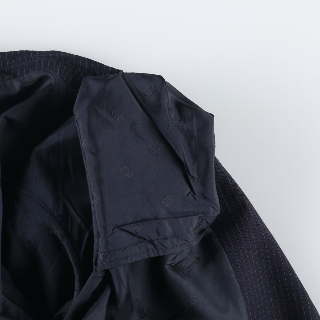 Christian Dior MONSIEUR Striped Wool Tailored Jacket, Made in England, Men's Size Small wool navy blue type Vintage Second Hand