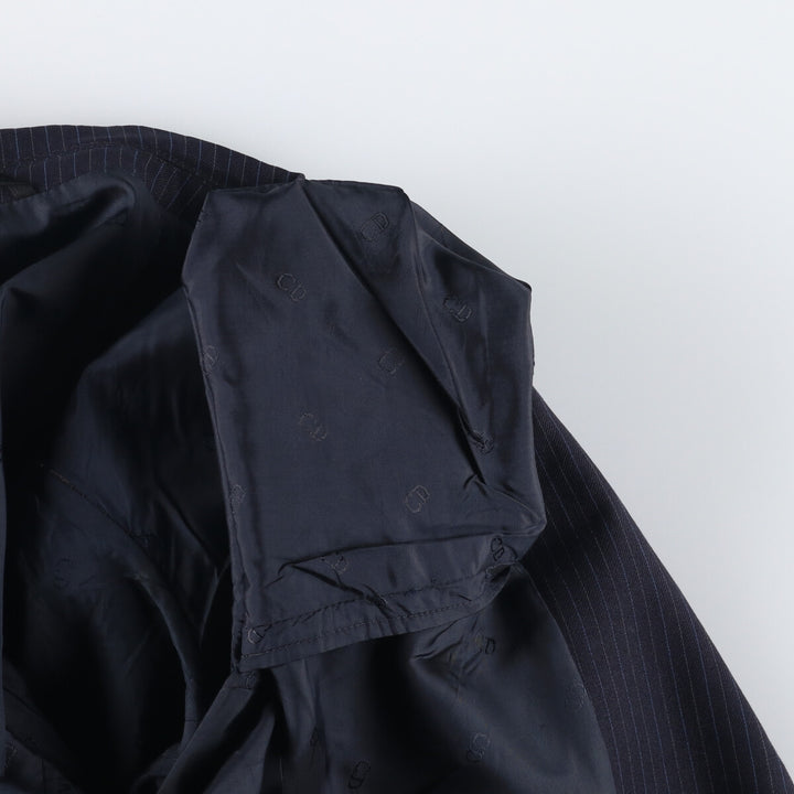 Christian Dior MONSIEUR Striped Wool Tailored Jacket, Made in England, Men's Size Small wool navy blue type Vintage Second Hand