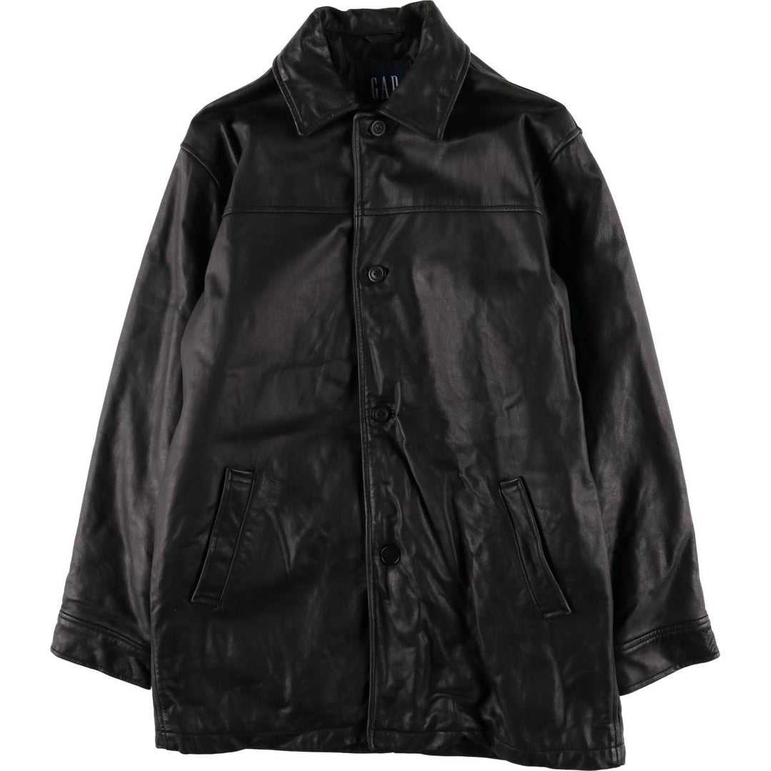 2000'S GAP padded leather car coat, men's size M Genuine Leather Cowhide black type Vintage Second Hand