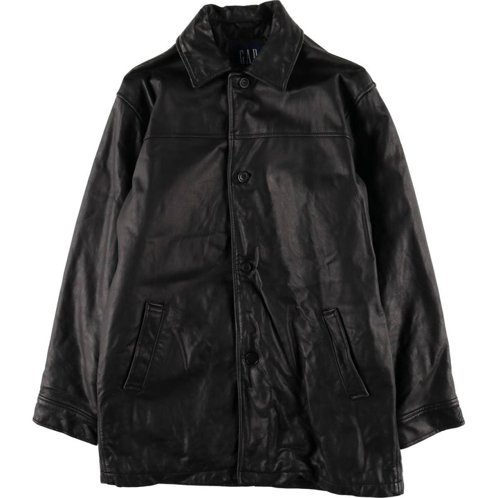 2000'S GAP padded leather car coat, men's size M Genuine Leather Cowhide black type Vintage Second Hand