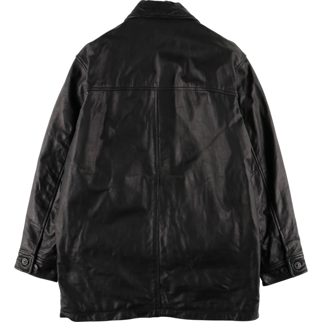 2000'S GAP padded leather car coat, men's size M Genuine Leather Cowhide black type Vintage Second Hand