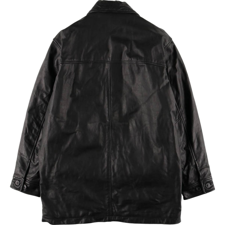 2000'S GAP padded leather car coat, men's size M Genuine Leather Cowhide black type Vintage Second Hand