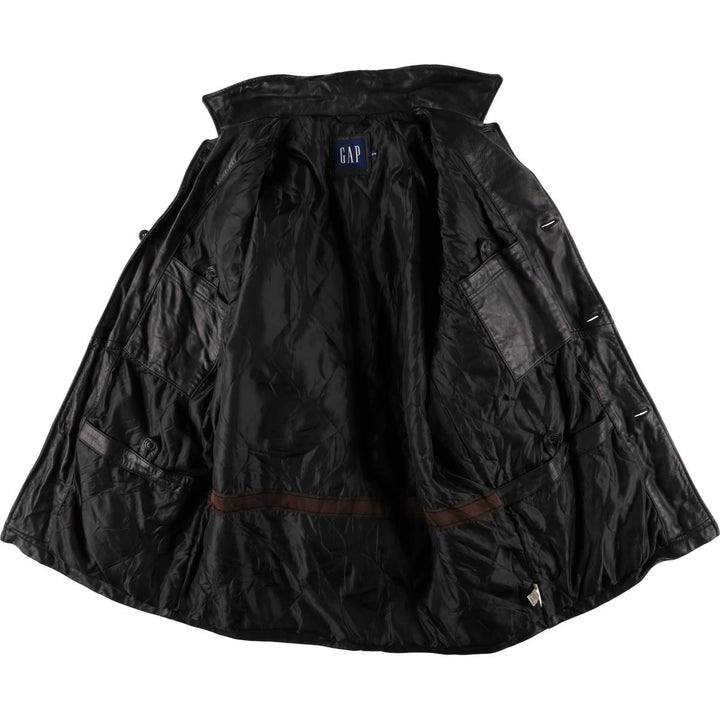 2000'S GAP padded leather car coat, men's size M Genuine Leather Cowhide black type Vintage Second Hand