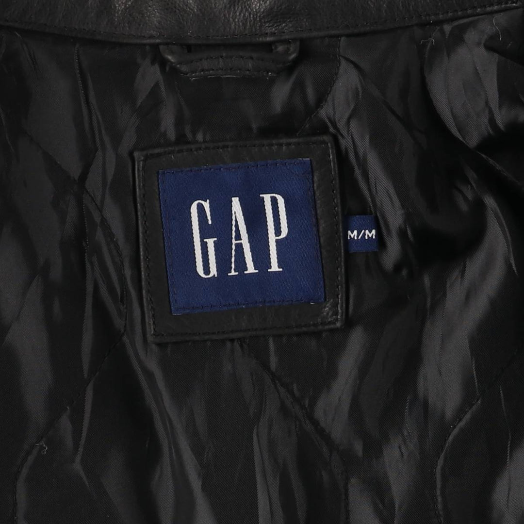 2000'S GAP padded leather car coat, men's size M Genuine Leather Cowhide black type Vintage Second Hand