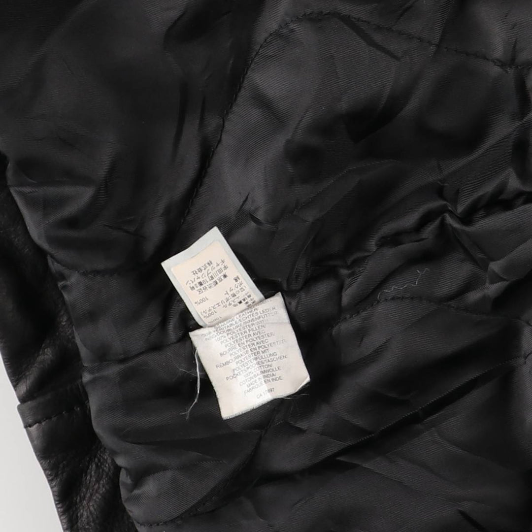 2000'S GAP padded leather car coat, men's size M Genuine Leather Cowhide black type Vintage Second Hand