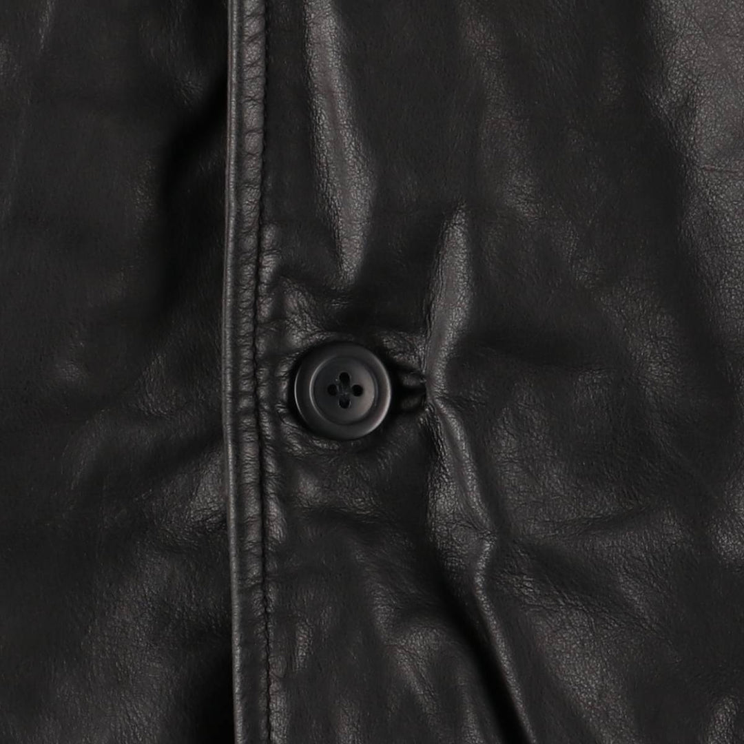 2000'S GAP padded leather car coat, men's size M Genuine Leather Cowhide black type Vintage Second Hand