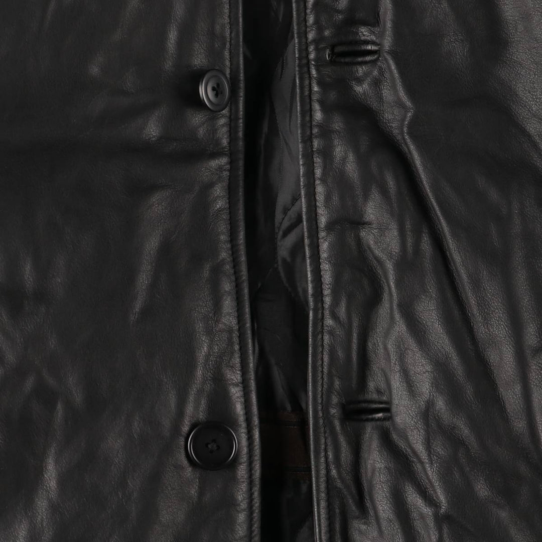 2000'S GAP padded leather car coat, men's size M Genuine Leather Cowhide black type Vintage Second Hand