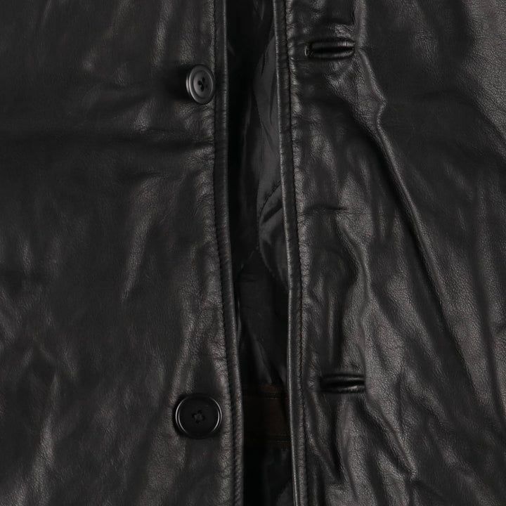 2000'S GAP padded leather car coat, men's size M Genuine Leather Cowhide black type Vintage Second Hand