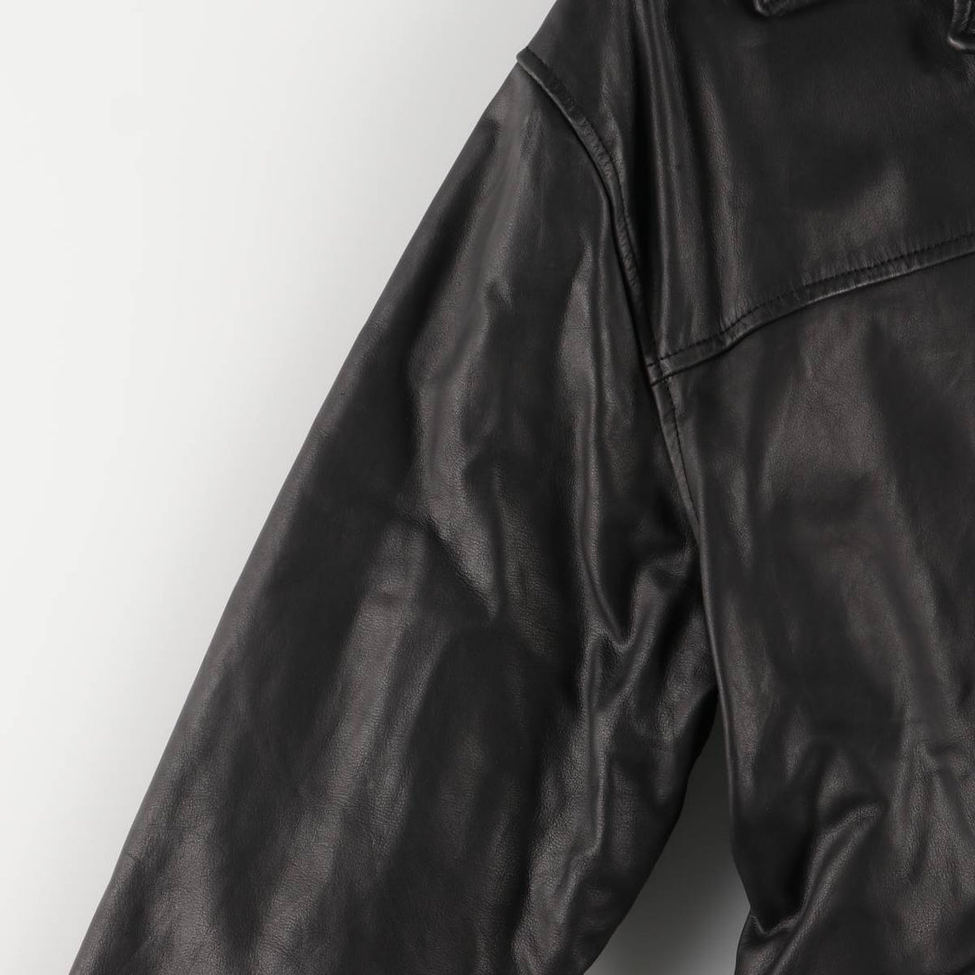 2000'S GAP padded leather car coat, men's size M Genuine Leather Cowhide black type Vintage Second Hand