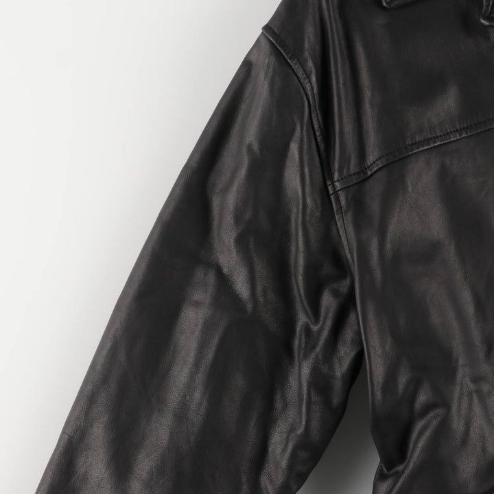 2000'S GAP padded leather car coat, men's size M Genuine Leather Cowhide black type Vintage Second Hand