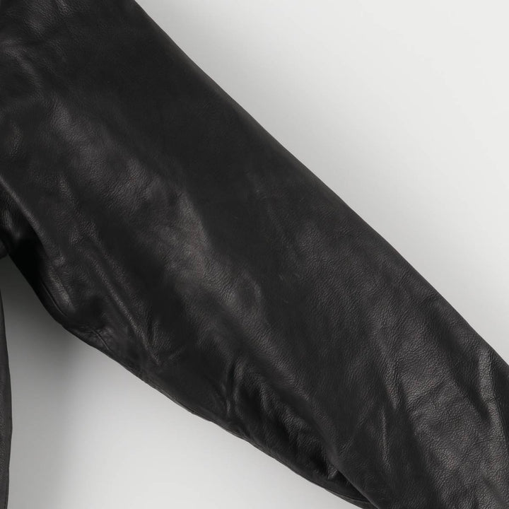 2000'S GAP padded leather car coat, men's size M Genuine Leather Cowhide black type Vintage Second Hand
