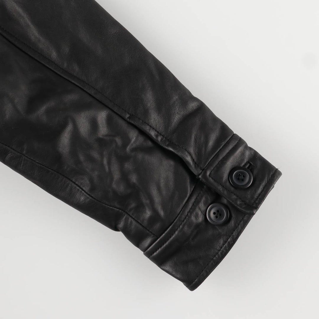 2000'S GAP padded leather car coat, men's size M Genuine Leather Cowhide black type Vintage Second Hand