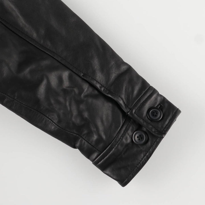 2000'S GAP padded leather car coat, men's size M Genuine Leather Cowhide black type Vintage Second Hand