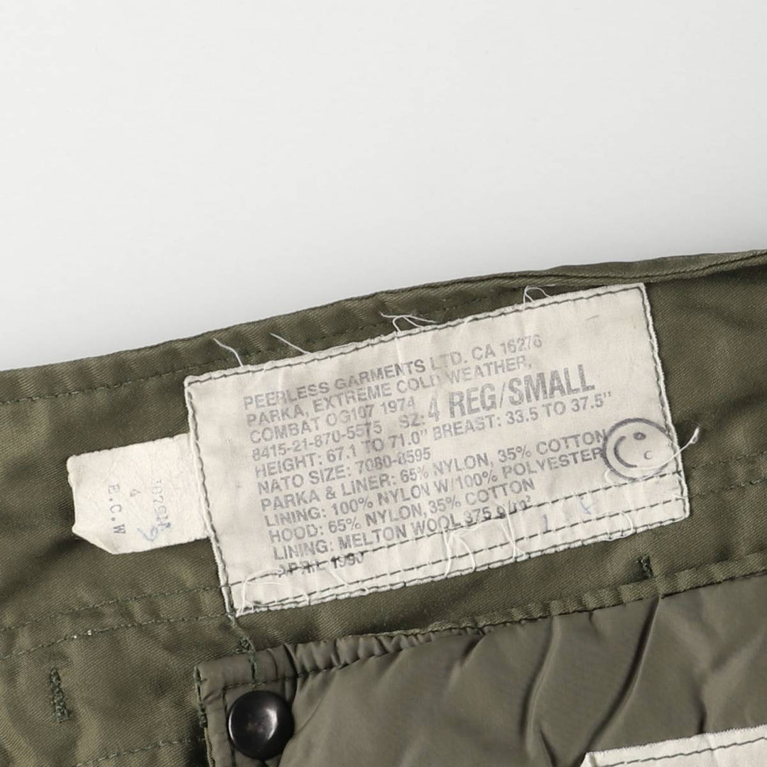 1970'S Canadian Army MK2 Military Field Jacket, 4 REG Nylon Khaki type Vintage Second Hand