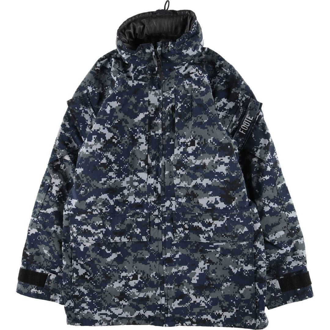 Authentic 2000'S US military camouflage pattern NWU digital camo military Gore-Tex parka, made in the USA, small-long, men's size S. Nylon navy blue type Vintage Second Hand
